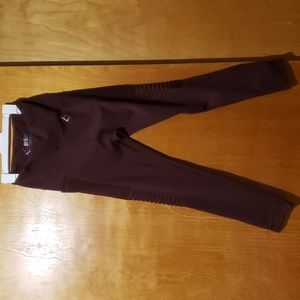 BSP Active 7/8 Length Sheer Mesh High Rise Burgundy Leggings Size Medium